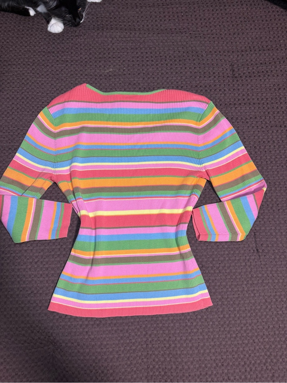 Talbots Multicolor Striped V-Neck Ribbed Top - Picture 5 of 5